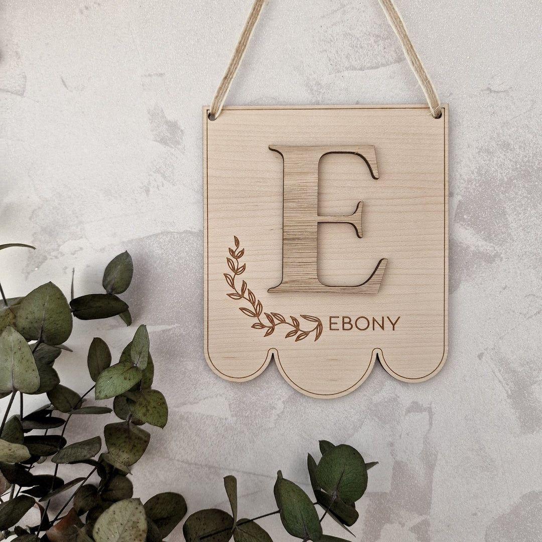 Initial 3D hanging Sign - Scallop Edge - TilleyTree