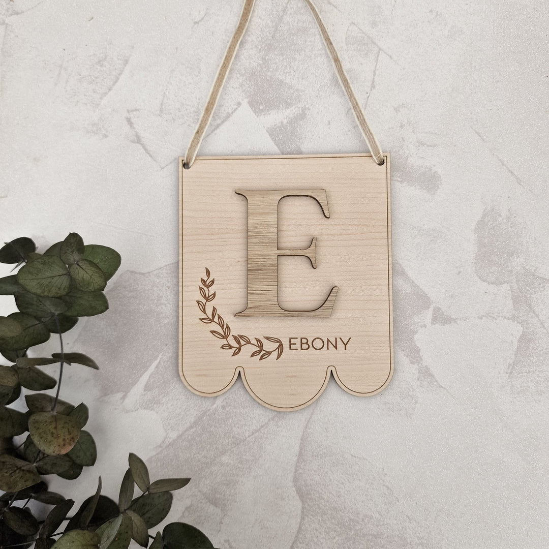 Initial 3D hanging Sign - Scallop Edge - TilleyTree