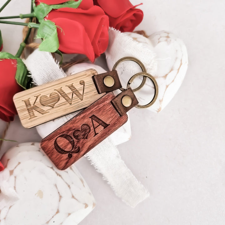 Initials Heart Personalised Keyring - TilleyTree