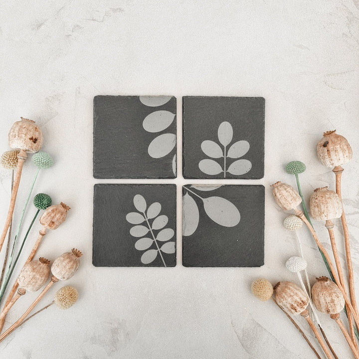 Leafy Slate Coasters - TilleyTree