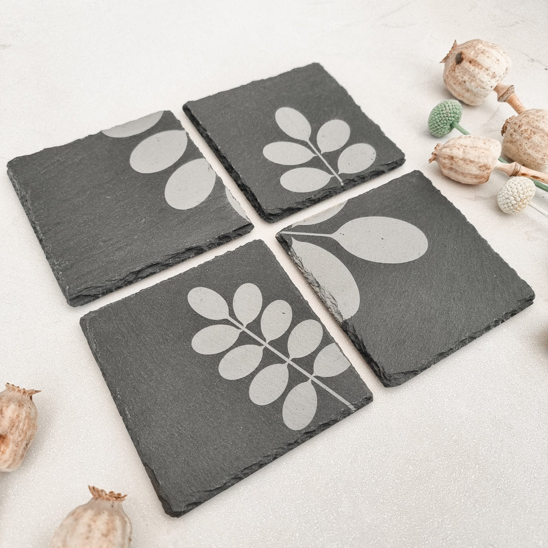 Leafy Slate Coasters - TilleyTree