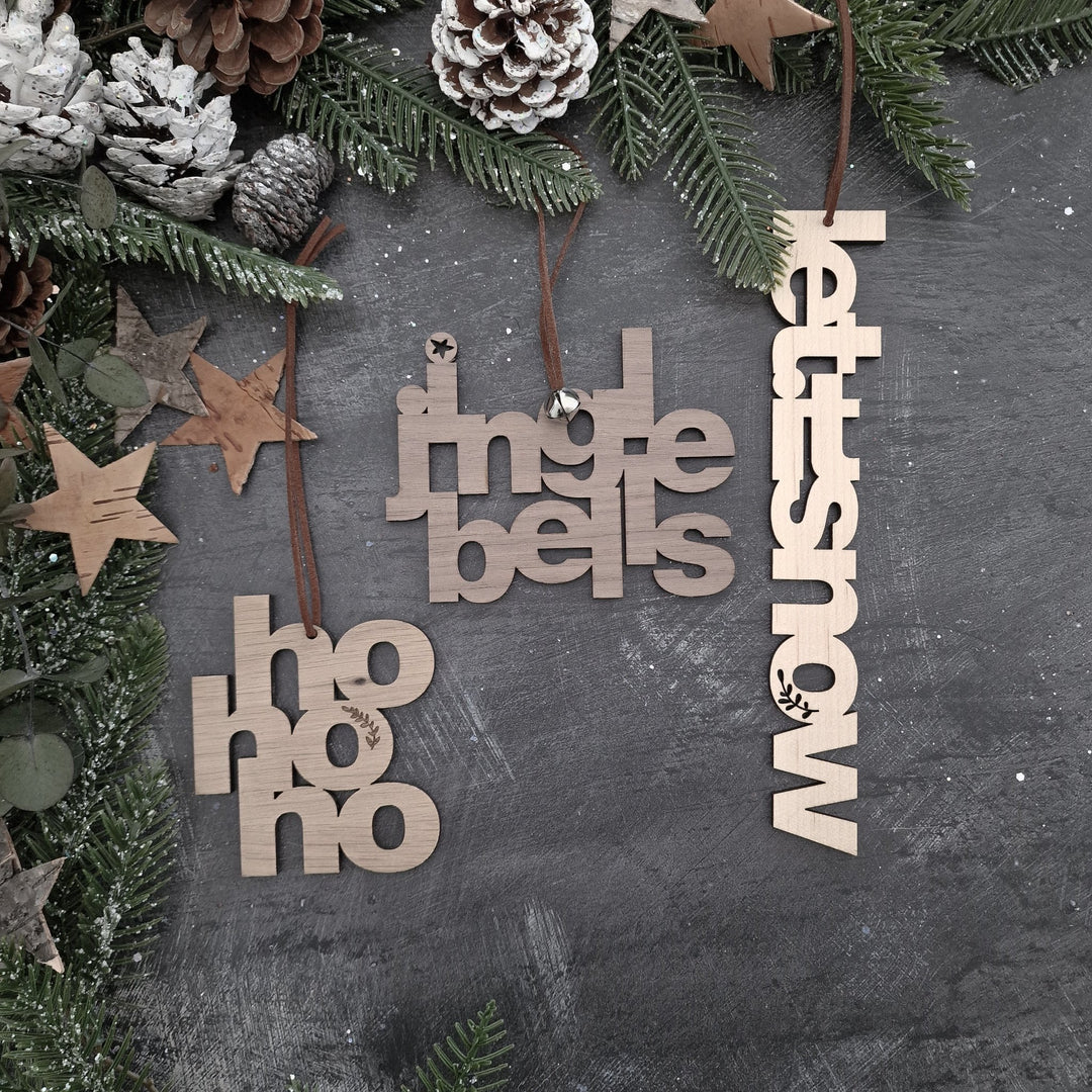 Modern Typography Christmas Phrase Decorations - TilleyTree