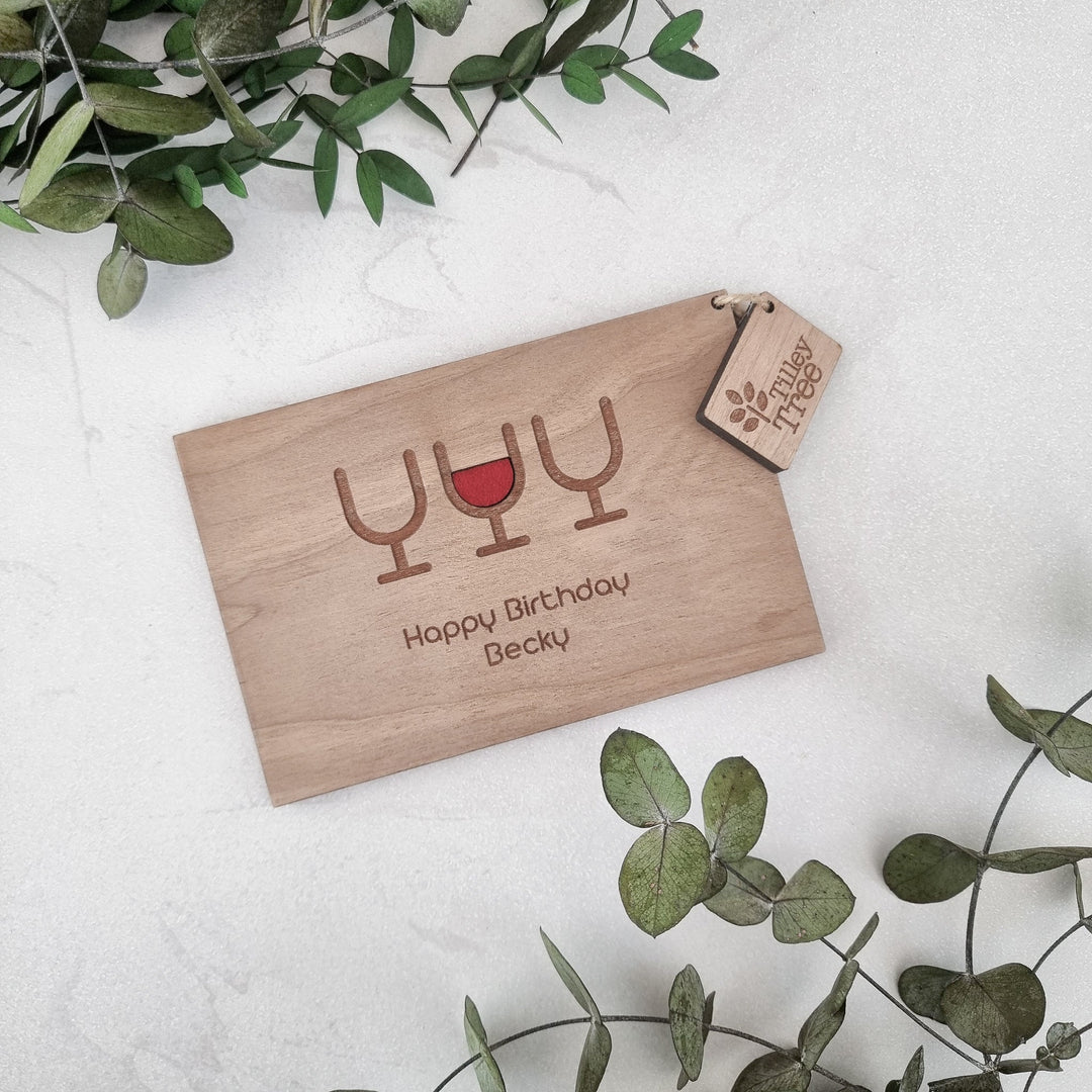 Modern Wine Lover - Personalised Wooden Card - TilleyTree