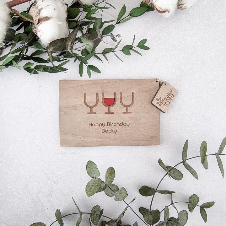 Modern Wine Lover - Personalised Wooden Card - TilleyTree