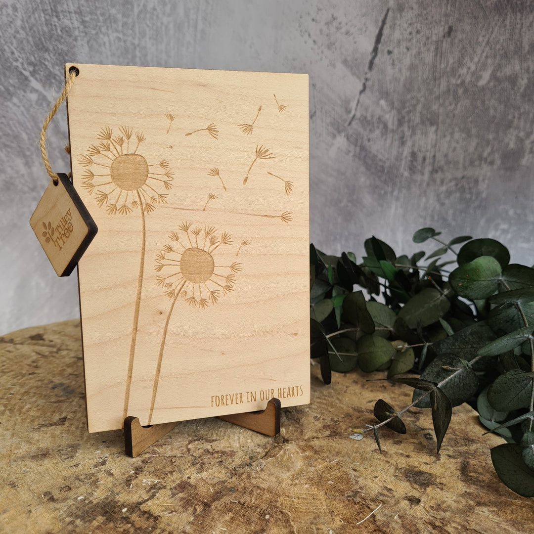 Personalised Dandelion Wooden Sympathy Card - TilleyTree