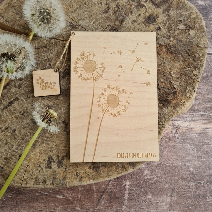 Personalised Dandelion Wooden Sympathy Card - TilleyTree