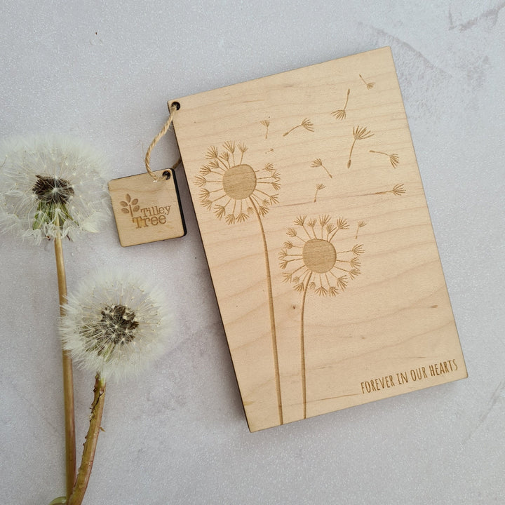 Personalised Dandelion Wooden Sympathy Card - TilleyTree