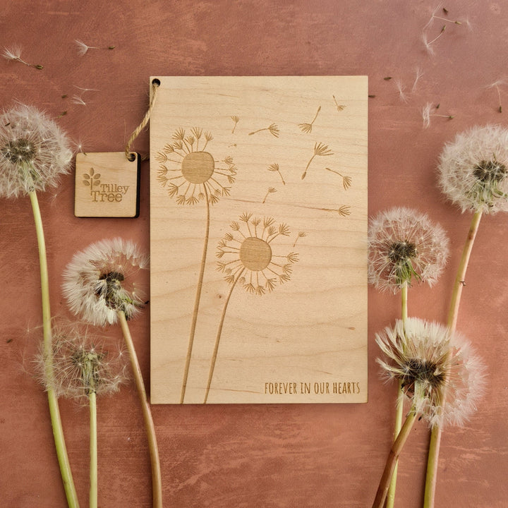 Personalised Dandelion Wooden Sympathy Card - TilleyTree