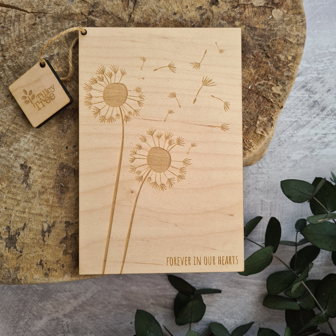 Personalised Dandelion Wooden Sympathy Card - TilleyTree