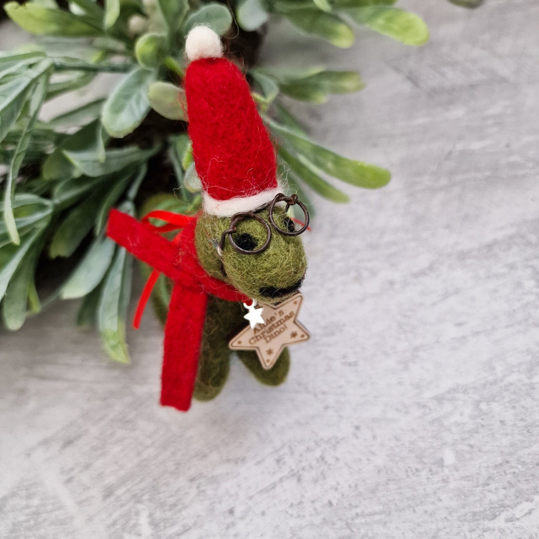 Personalised Needlefelt Christmas Dinosaur - TilleyTree