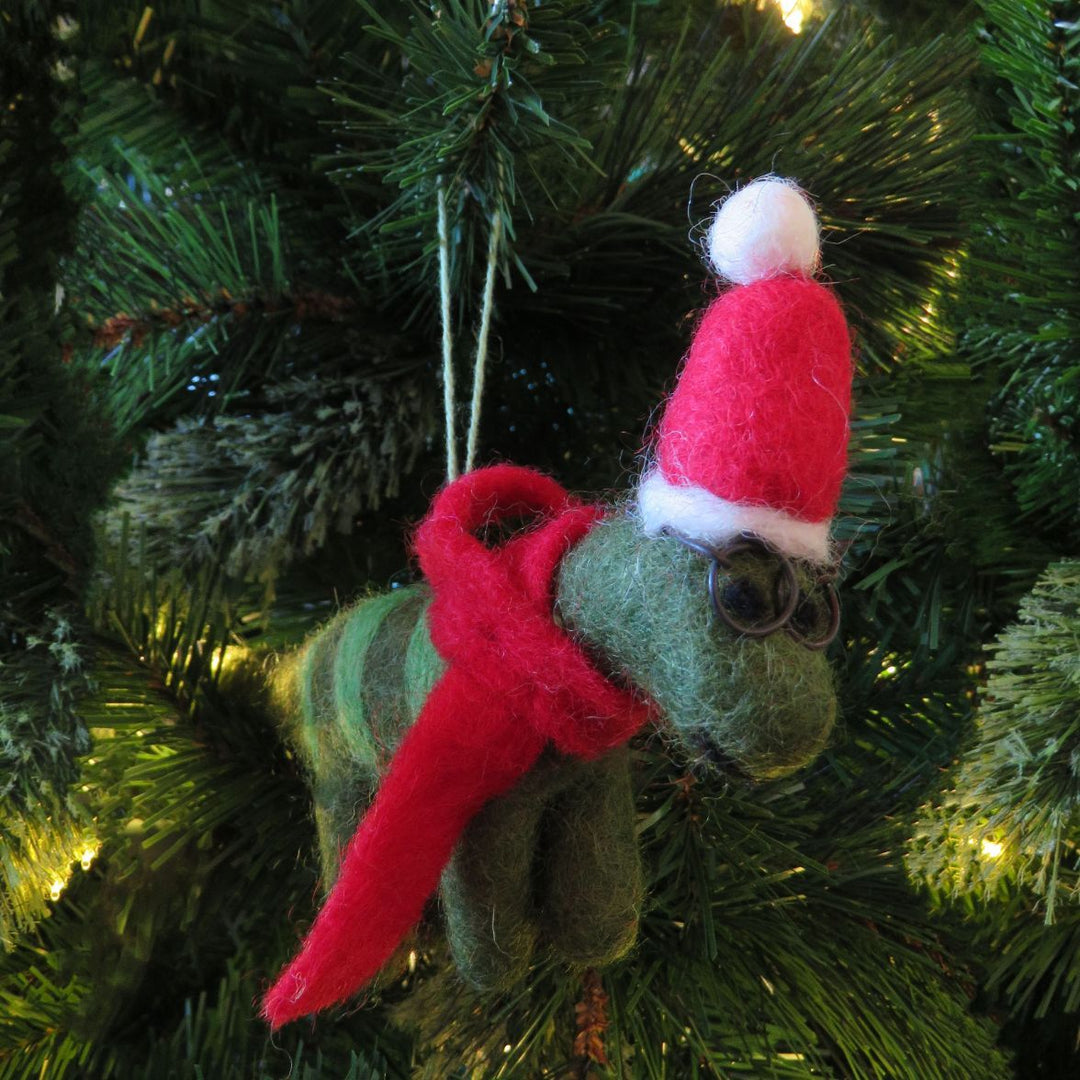 Personalised Needlefelt Christmas Dinosaur - TilleyTree