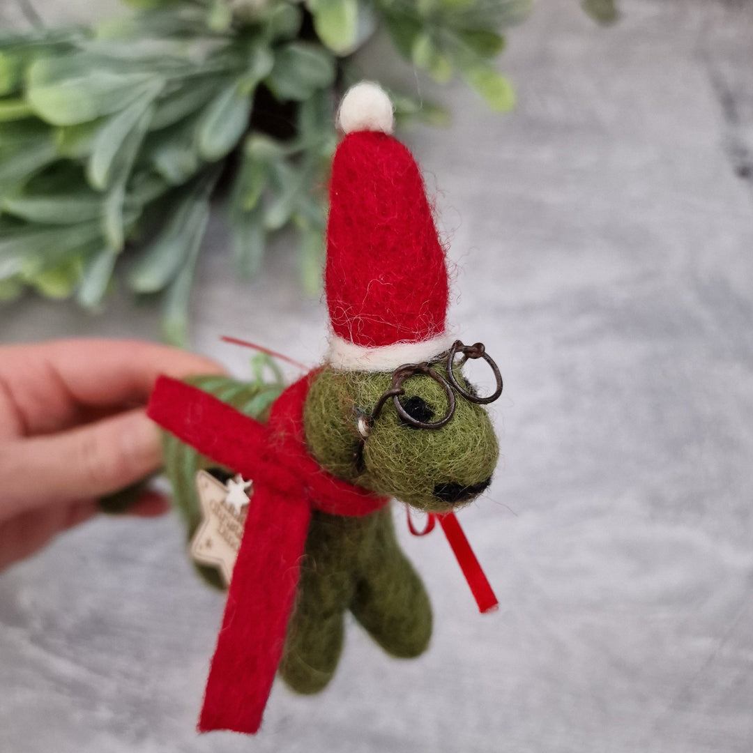 Personalised Needlefelt Christmas Dinosaur - TilleyTree