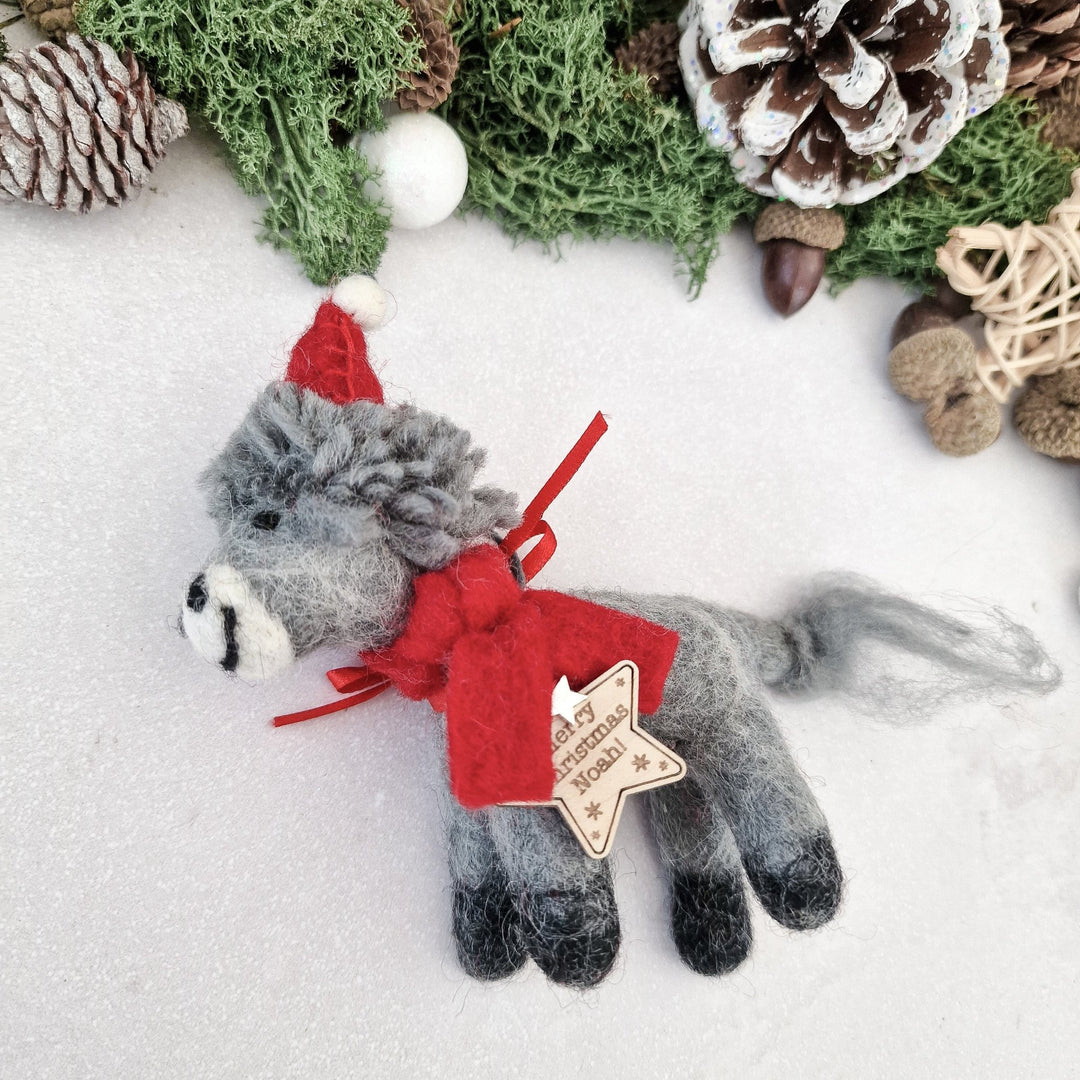 Personalised Needlefelt Christmas Donkey - TilleyTree