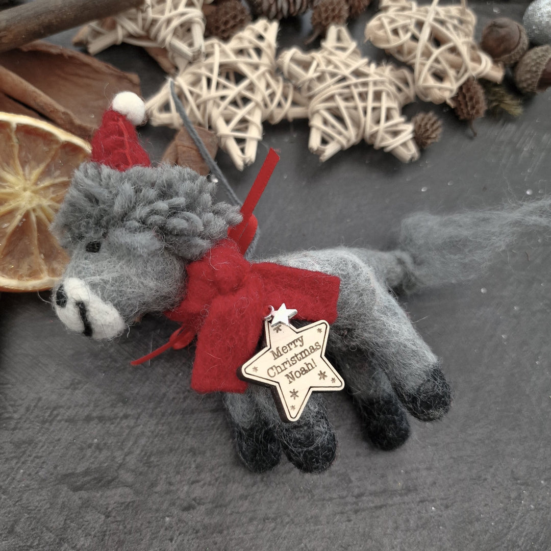 Personalised Needlefelt Christmas Donkey - TilleyTree