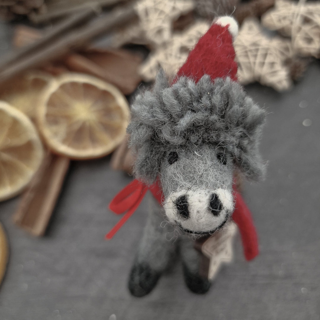 Personalised Needlefelt Christmas Donkey - TilleyTree