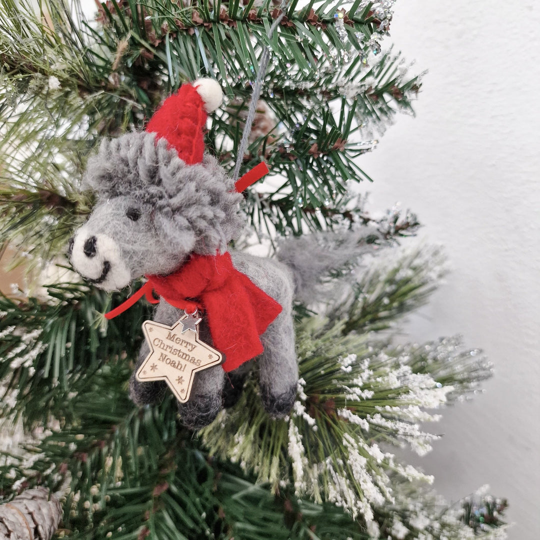 Personalised Needlefelt Christmas Donkey - TilleyTree