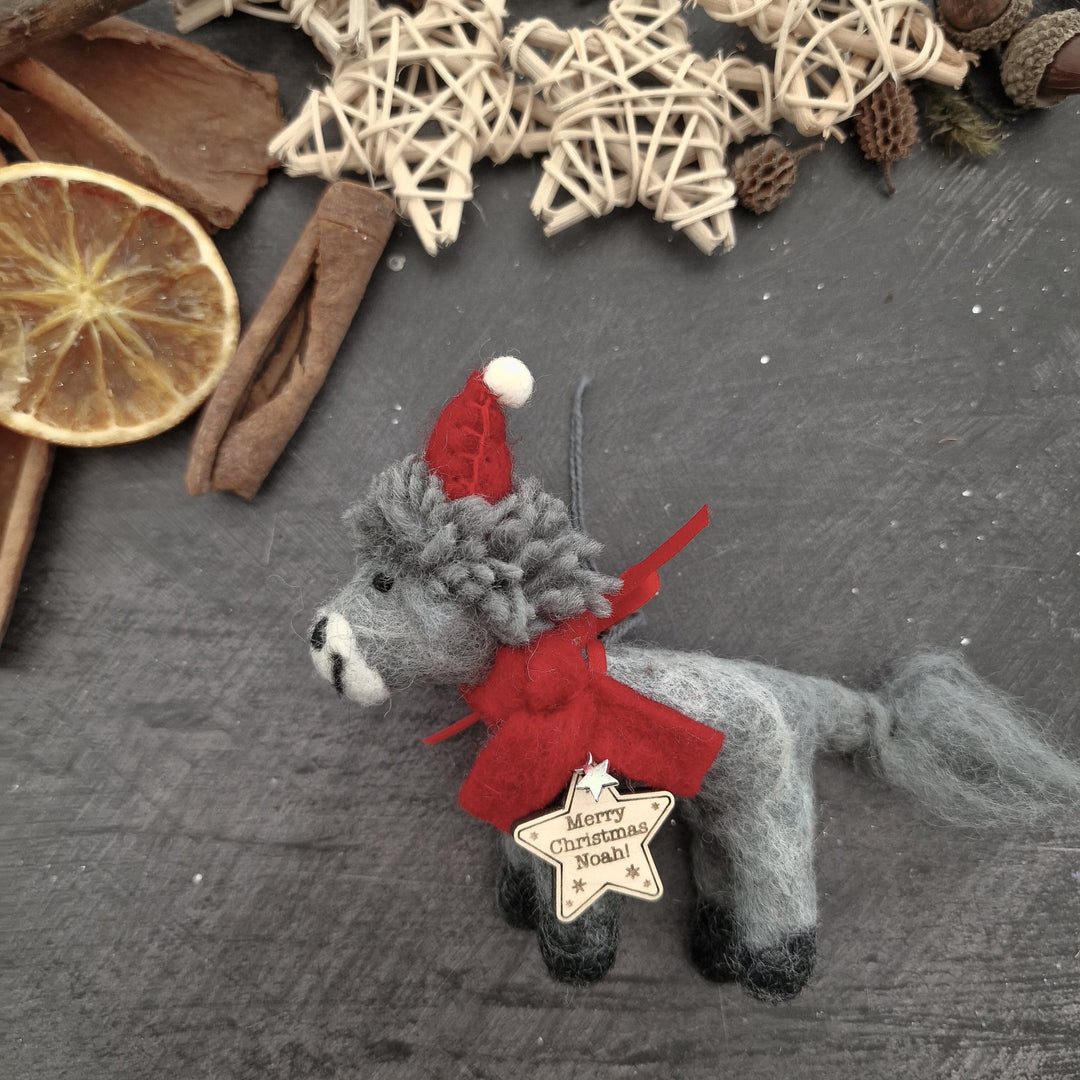 Personalised Needlefelt Christmas Donkey - TilleyTree