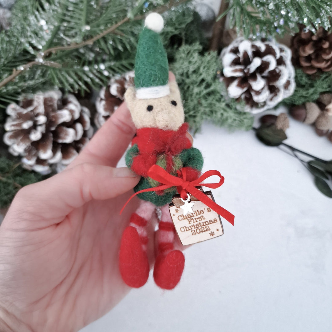 Personalised Needlefelt Christmas Elf - TilleyTree