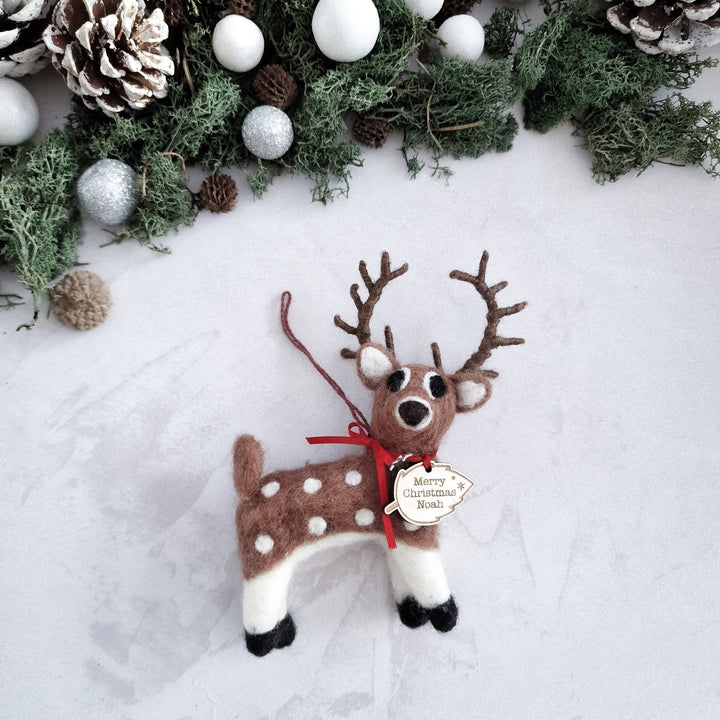 Personalised Needlefelt Reindeer Stag - TilleyTree