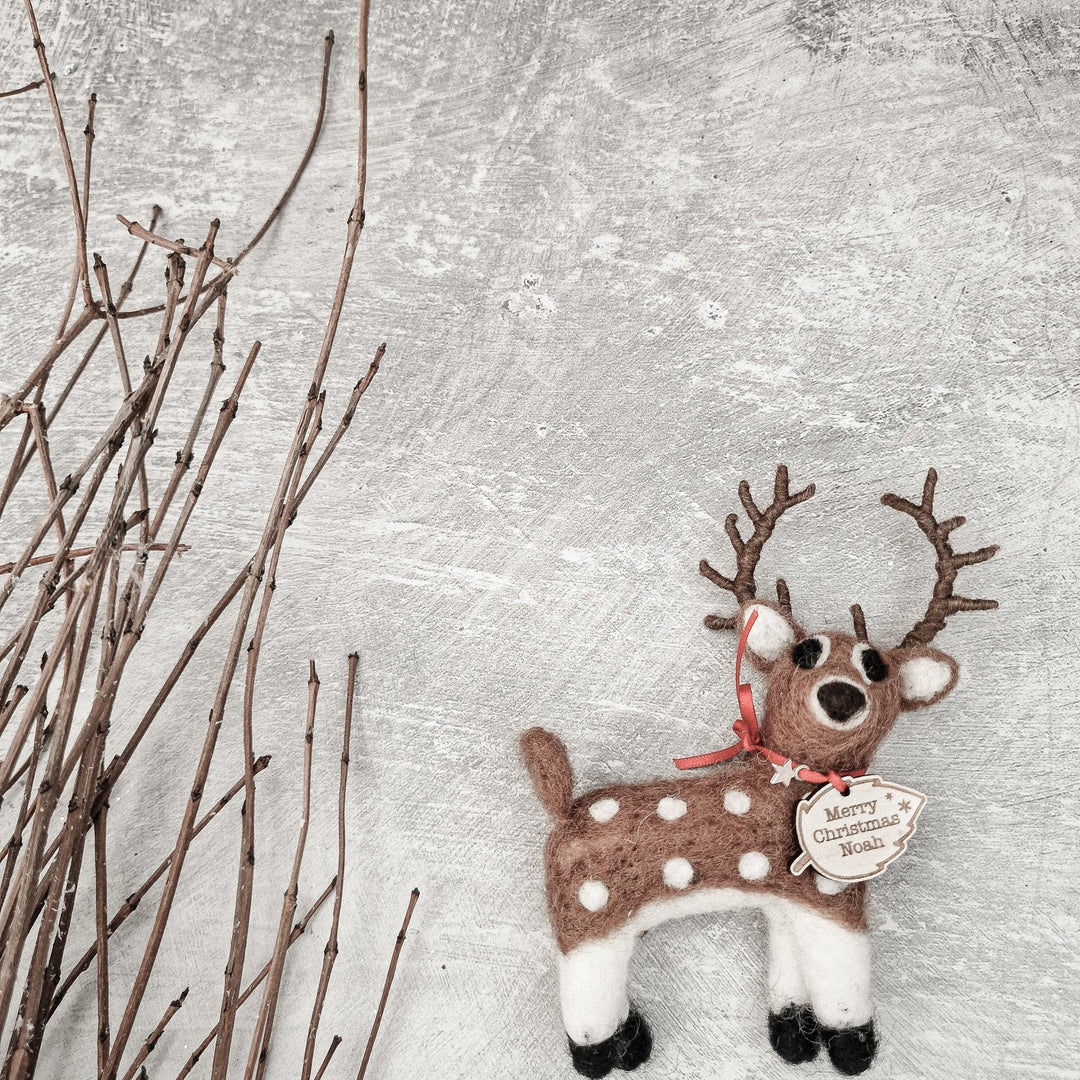 Personalised Needlefelt Reindeer Stag - TilleyTree