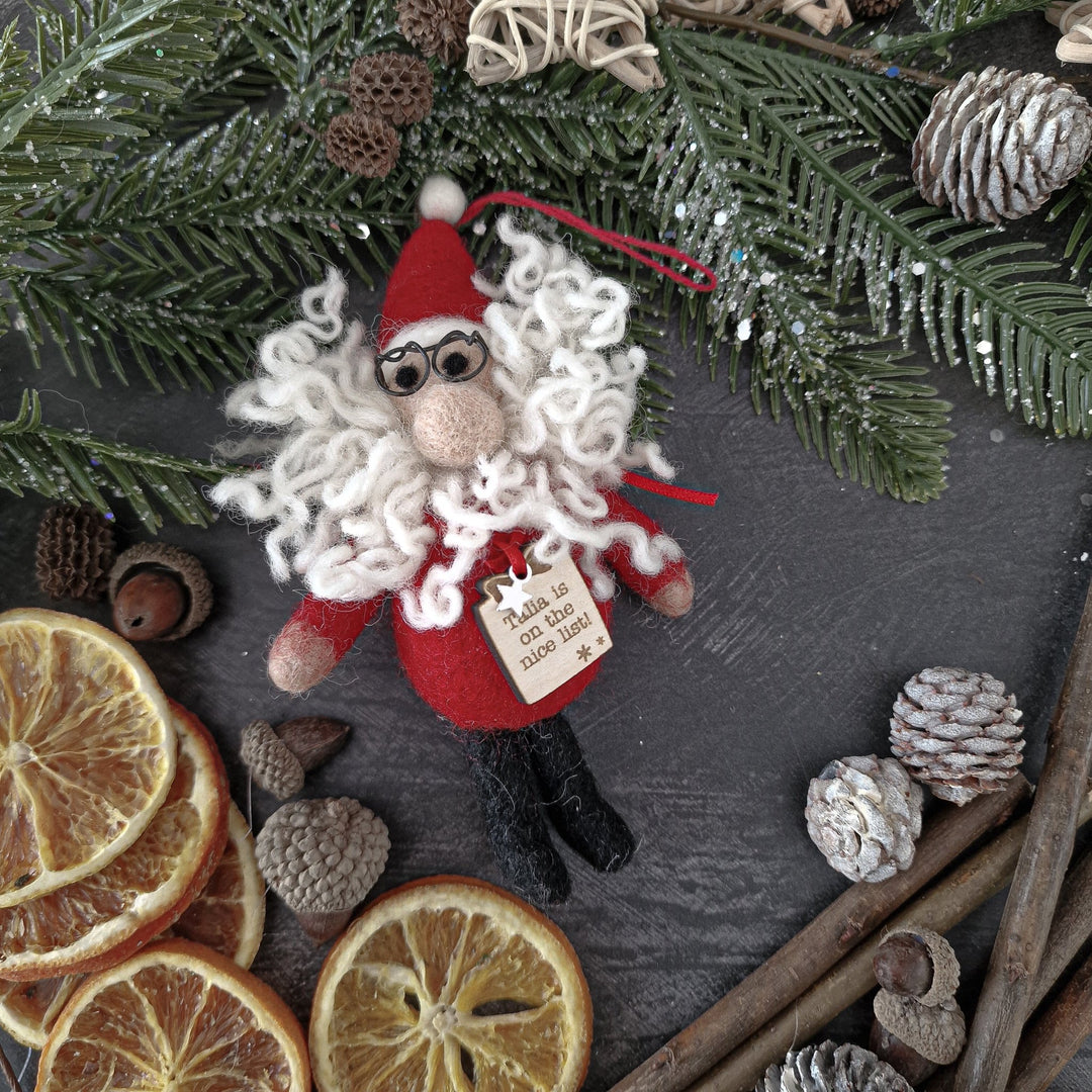 Personalised Needlefelt Santa Father Christmas - TilleyTree