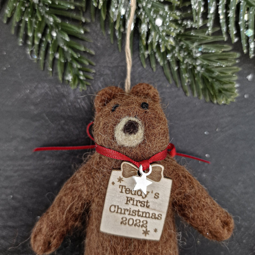 Personalised Needlefelt Teddy Bear - TilleyTree