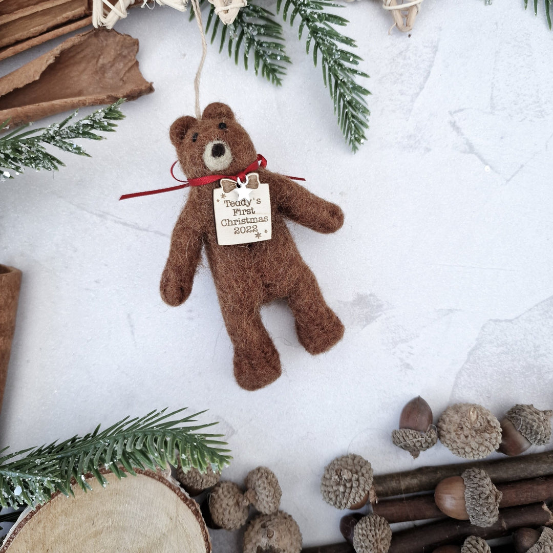 Personalised Needlefelt Teddy Bear - TilleyTree