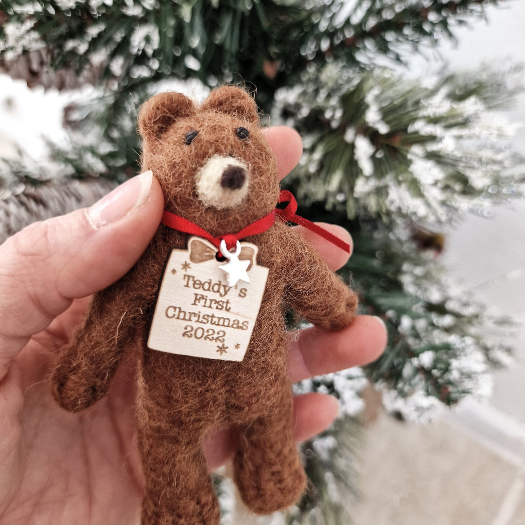 Personalised Needlefelt Teddy Bear - TilleyTree