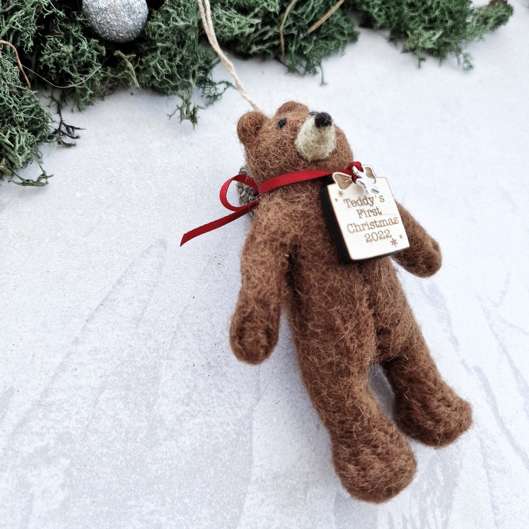 Personalised Needlefelt Teddy Bear - TilleyTree