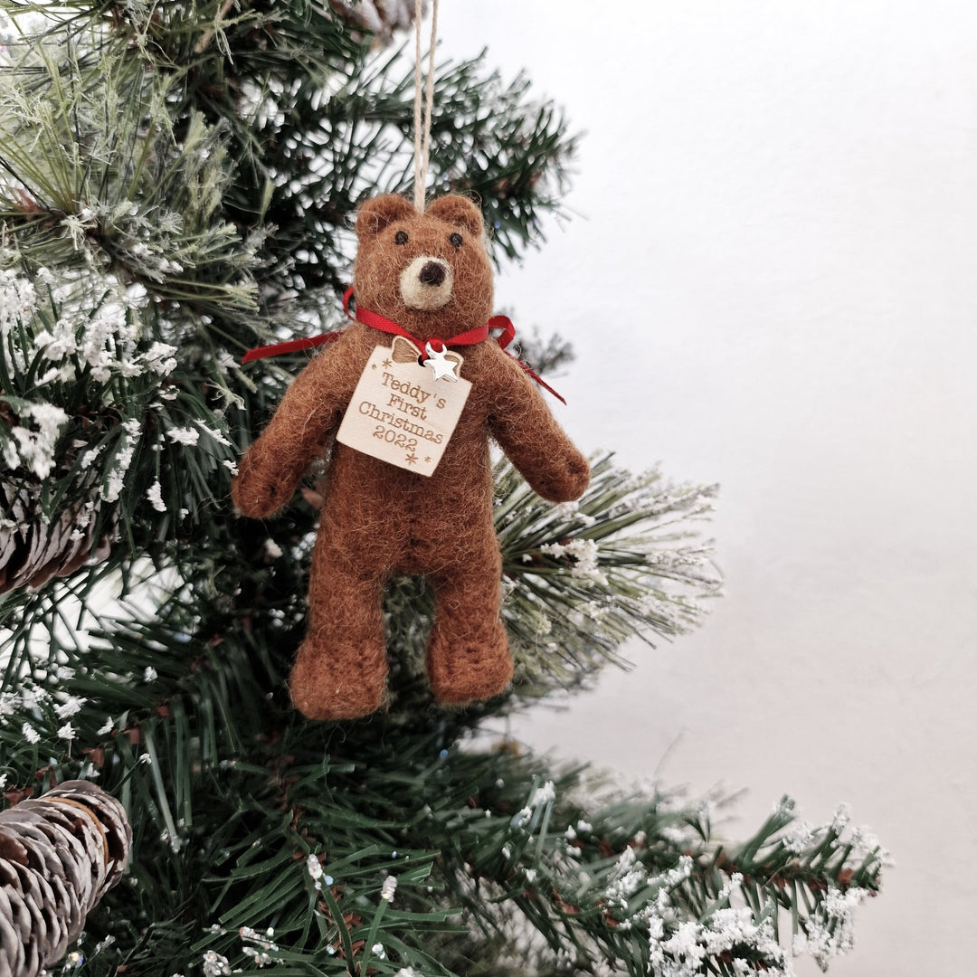 Personalised Needlefelt Teddy Bear - TilleyTree