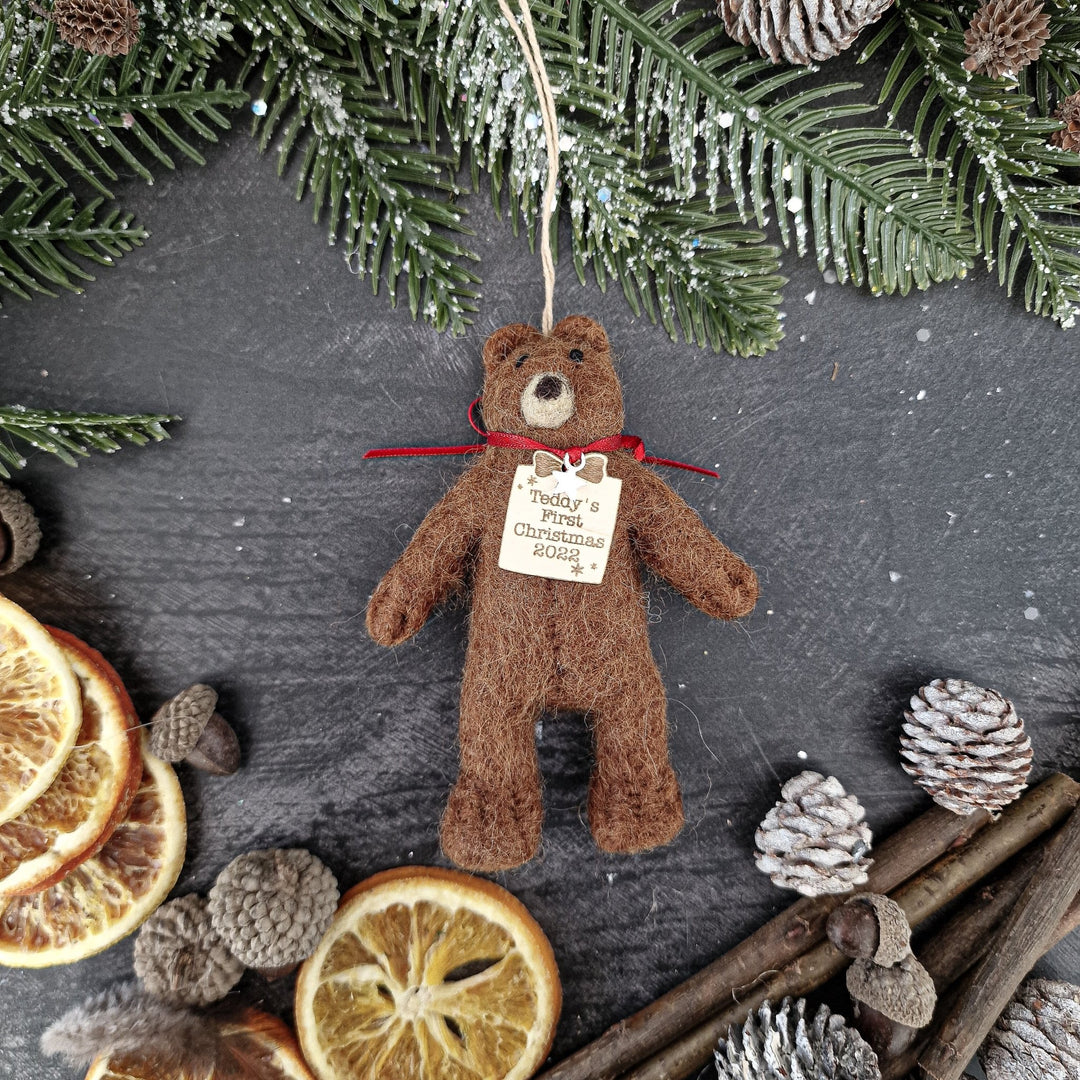 Personalised Needlefelt Teddy Bear - TilleyTree