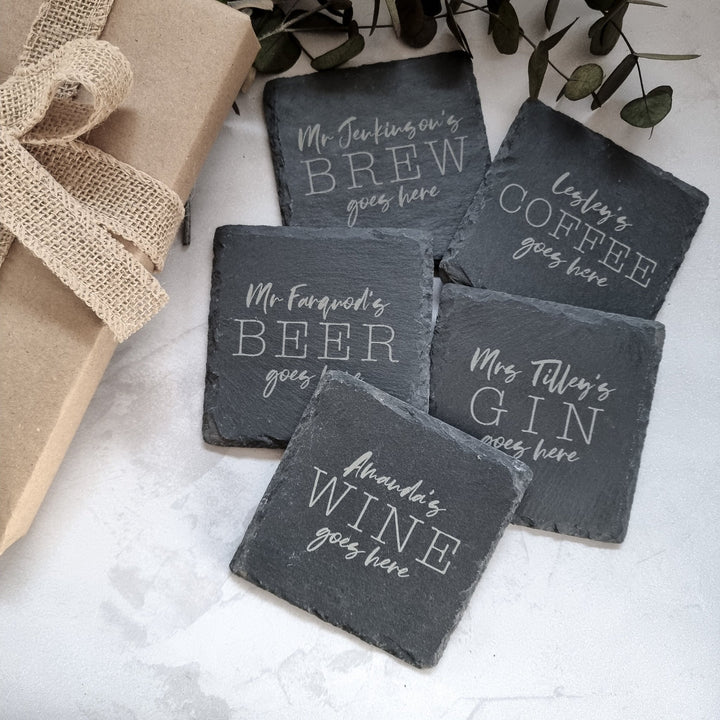 Personalised Slate Coaster - Any Drink - TilleyTree