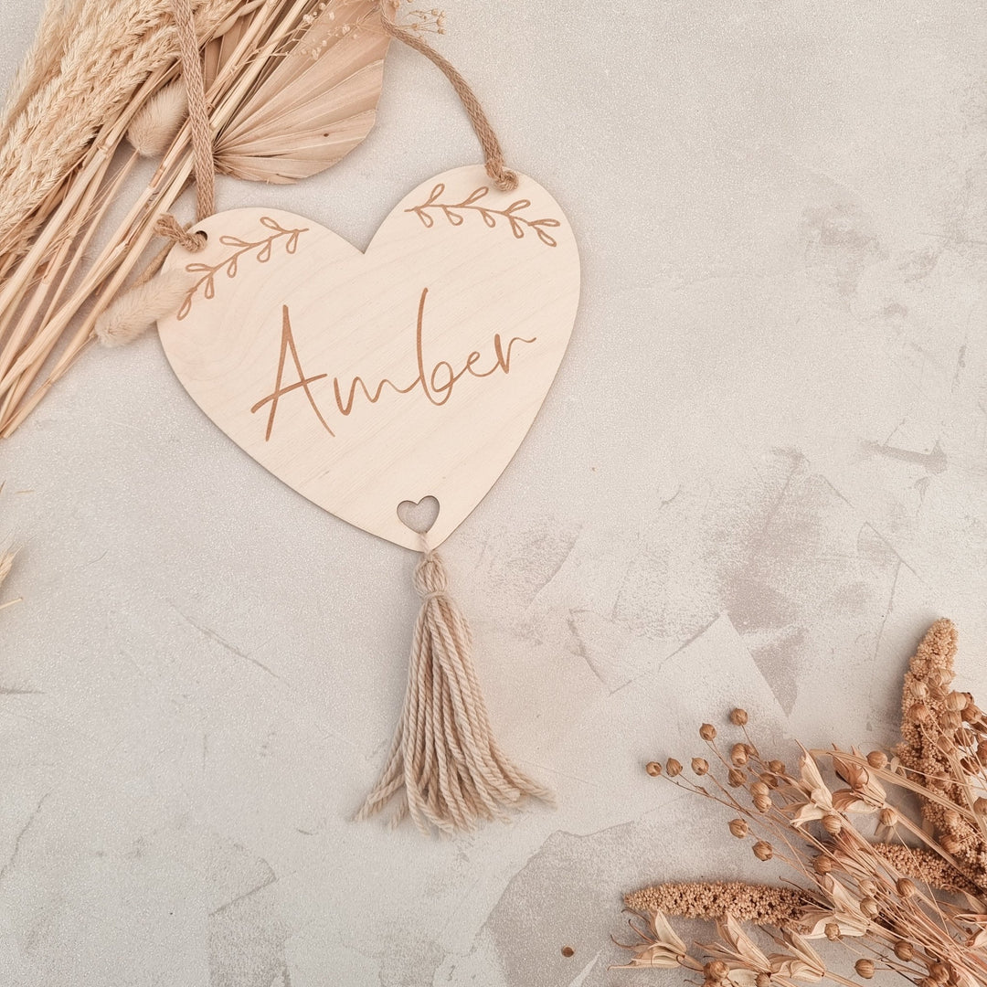 Personalised Wooden Heart Name Sign - TilleyTree