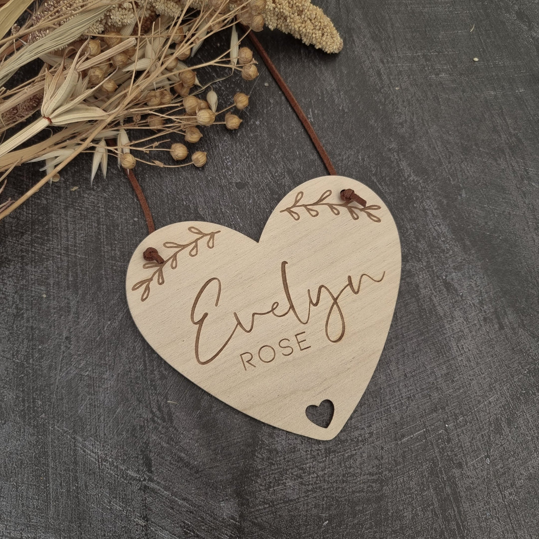 Personalised Wooden Heart Name Sign - TilleyTree