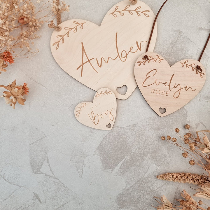 Personalised Wooden Heart Name Sign - TilleyTree