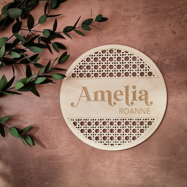 Retro Rattan Circular Name Sign - TilleyTree