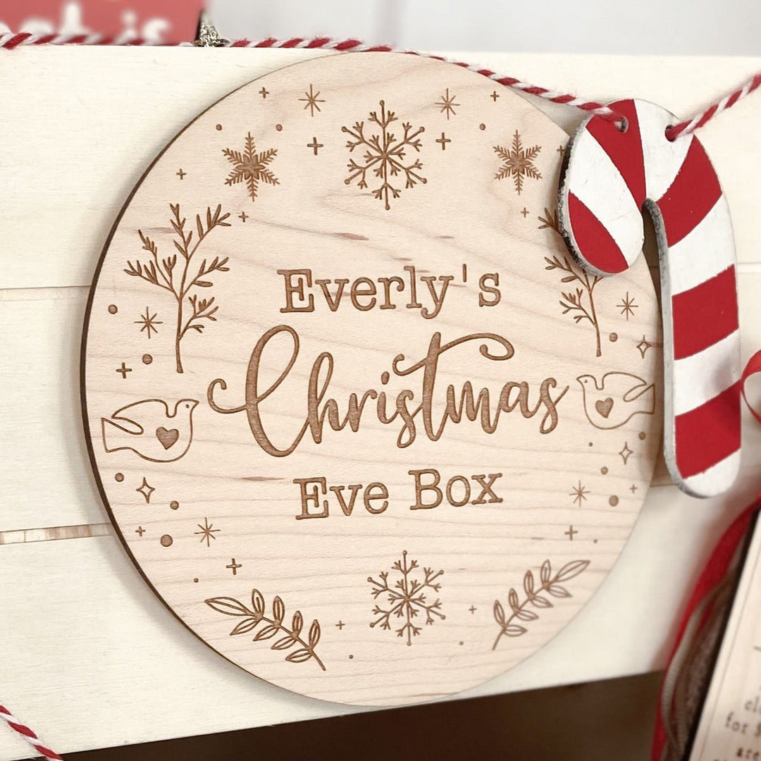 Round Illustrated Christmas Eve Box / Crate Sign - TilleyTree