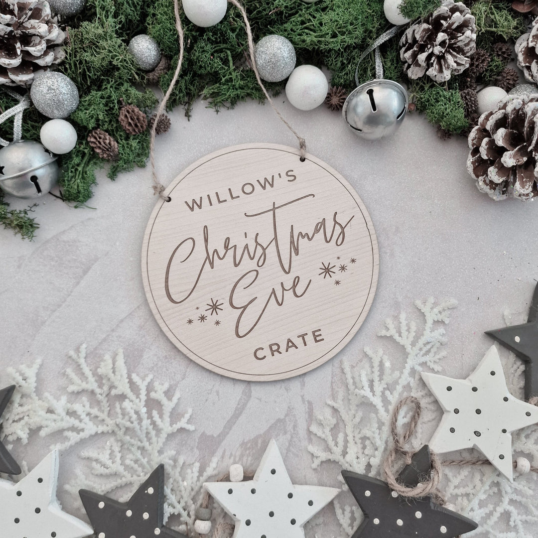 Round Simple Christmas Eve Box / Crate Sign - TilleyTree