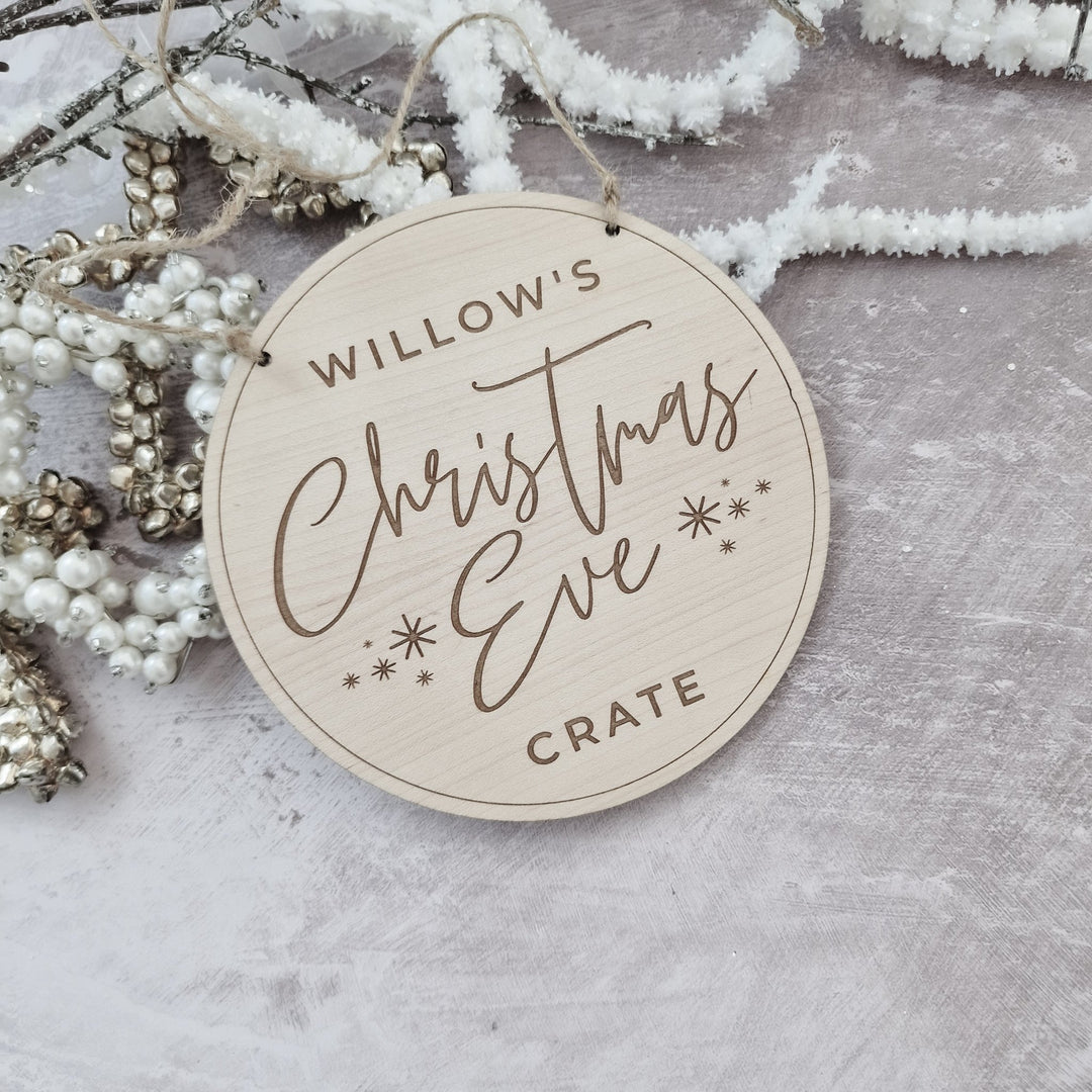 Round Simple Christmas Eve Box / Crate Sign - TilleyTree