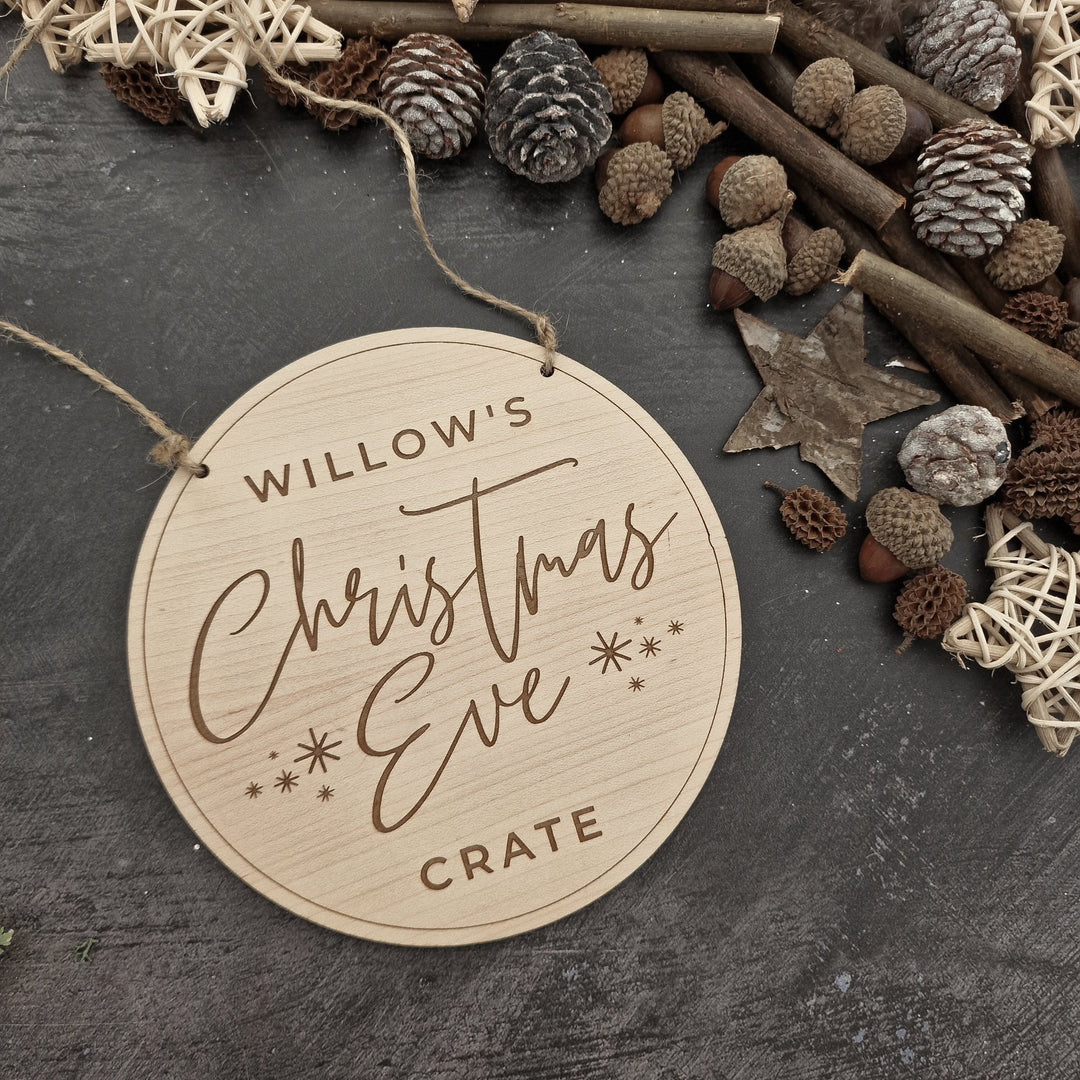 Round Simple Christmas Eve Box / Crate Sign - TilleyTree