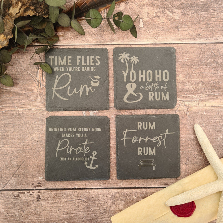 Rum Themed Slate Coasters