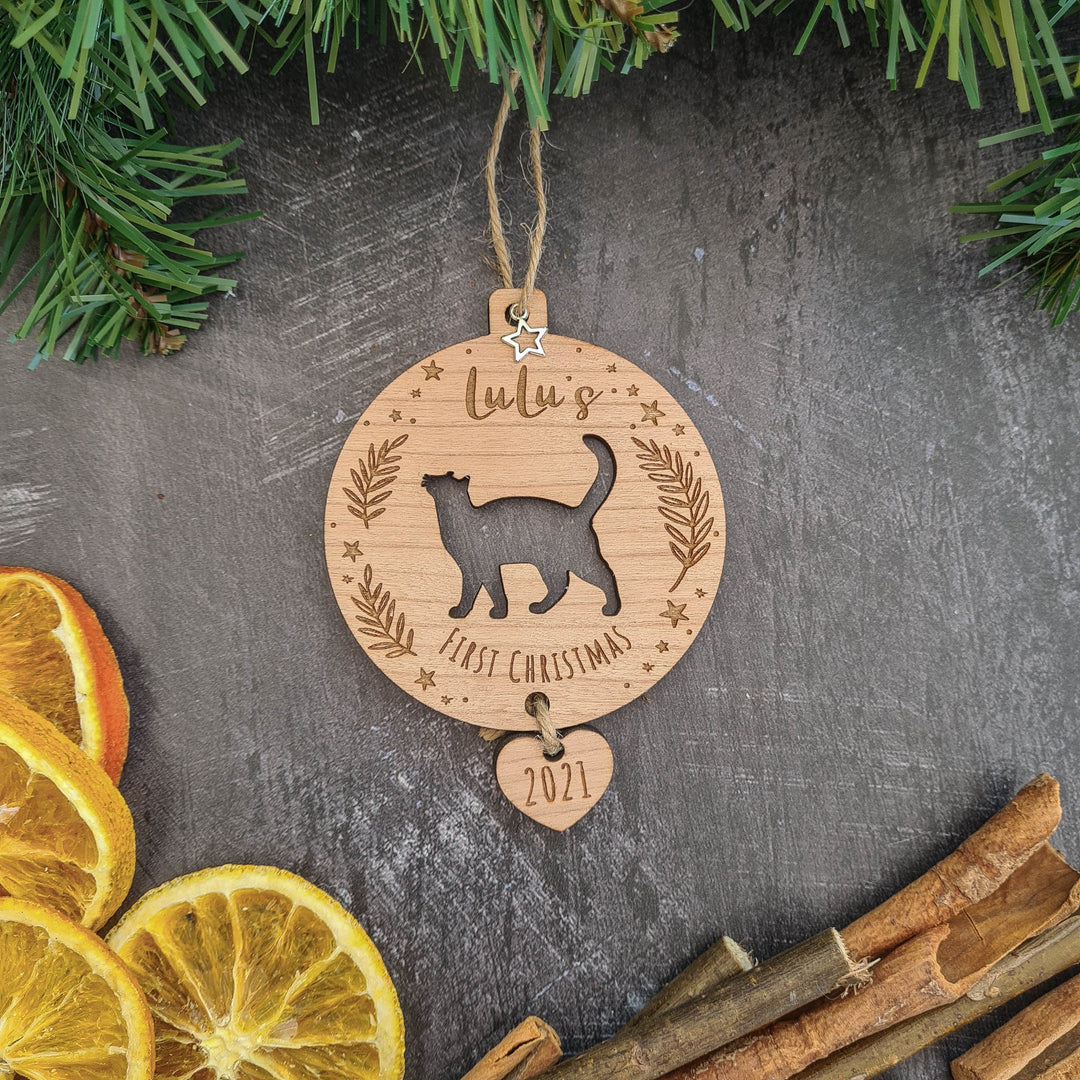 Santa Paws Personalised Cat Christmas Ornament