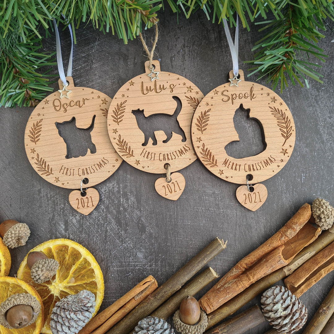 Santa Paws Personalised Cat Christmas Ornament