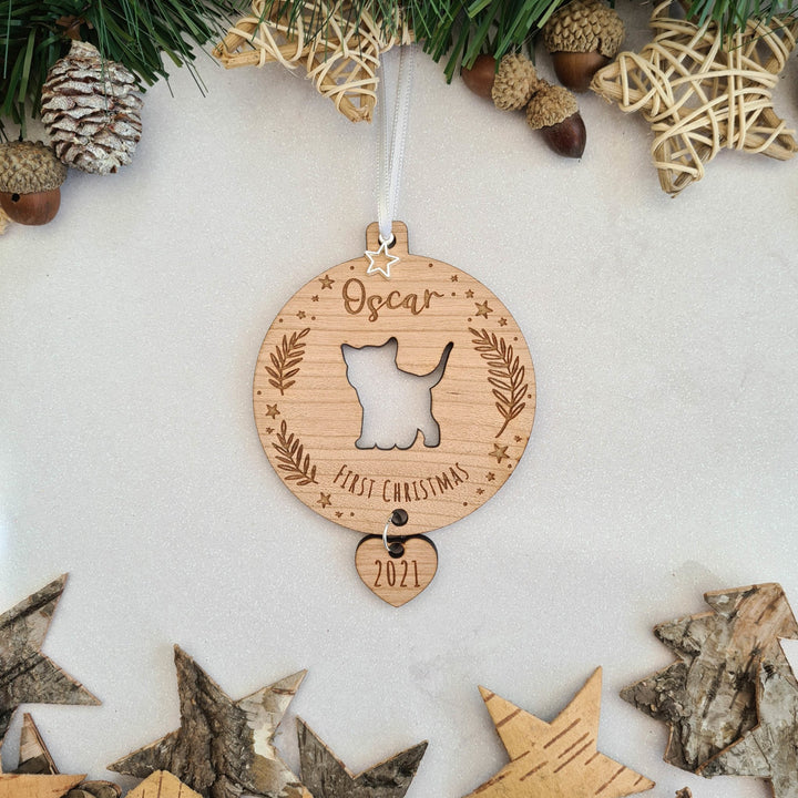 Santa Paws Personalised Cat Christmas Ornament