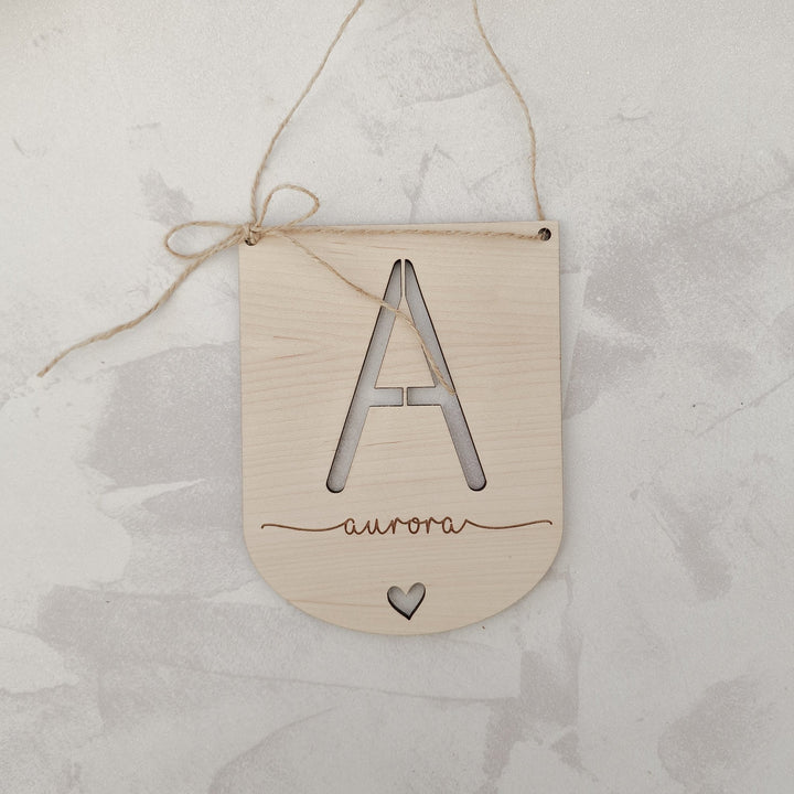 Simple Bow Initial Hanging Sign - TilleyTree