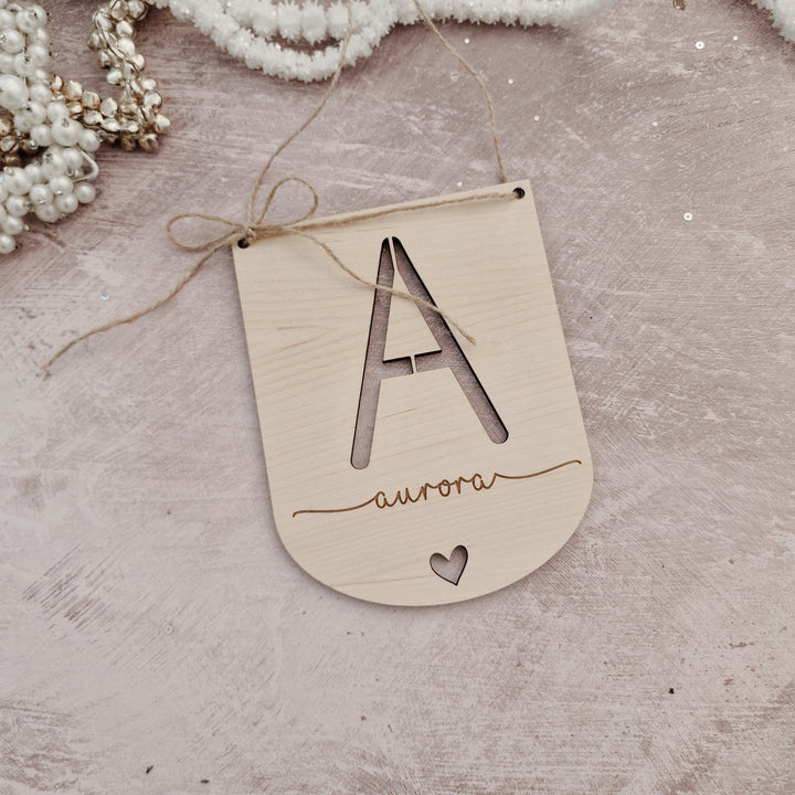 Simple Bow Initial Hanging Sign - TilleyTree