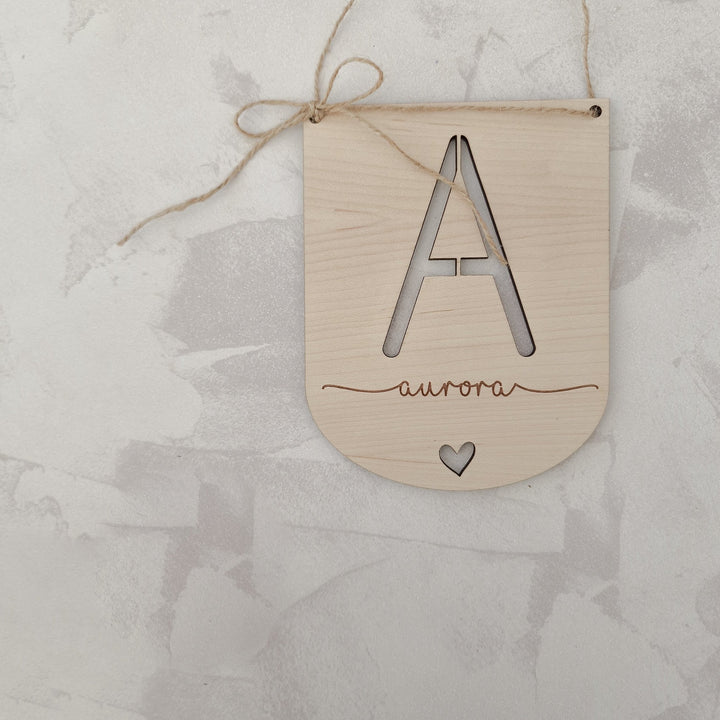 Simple Bow Initial Hanging Sign - TilleyTree