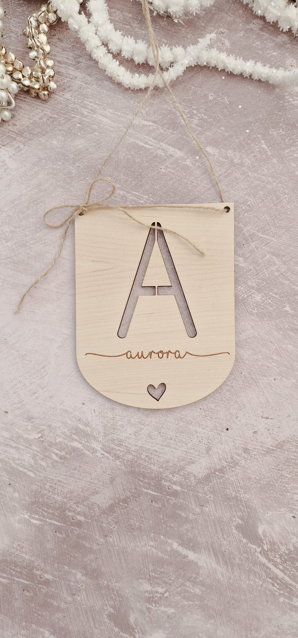 Simple Bow Initial Hanging Sign - TilleyTree