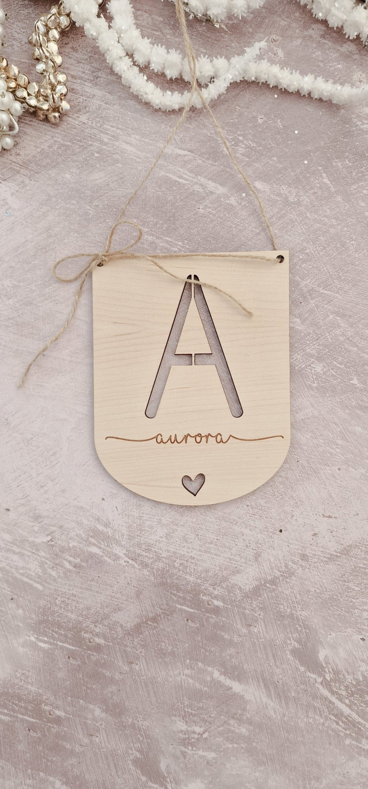 Simple Bow Initial Hanging Sign - TilleyTree