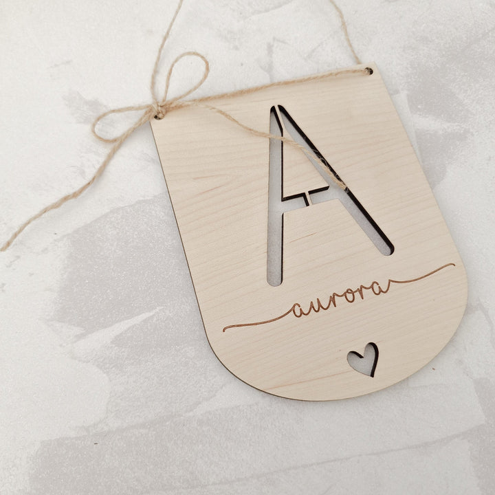 Simple Bow Initial Hanging Sign - TilleyTree